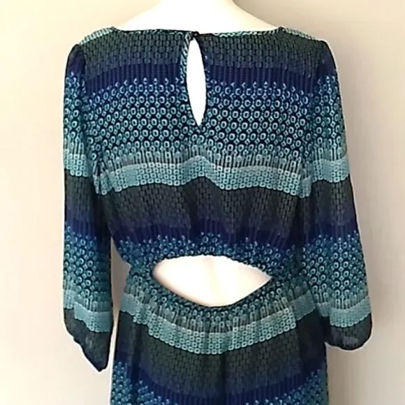 Speechless Long Slleeve Sheer Peek A Boo Back Dress. - Picture 6 of 12